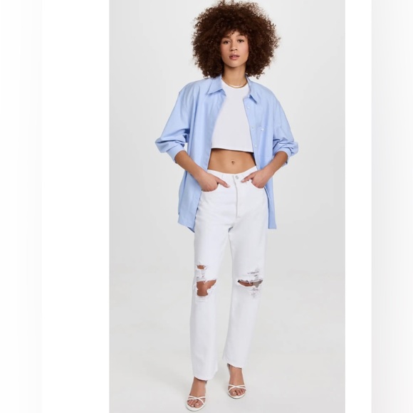 NWT AGOLDE 90’s Jeans Mid Rise Loose Fit Vanish White Distressed Size 27 - Picture 15 of 15